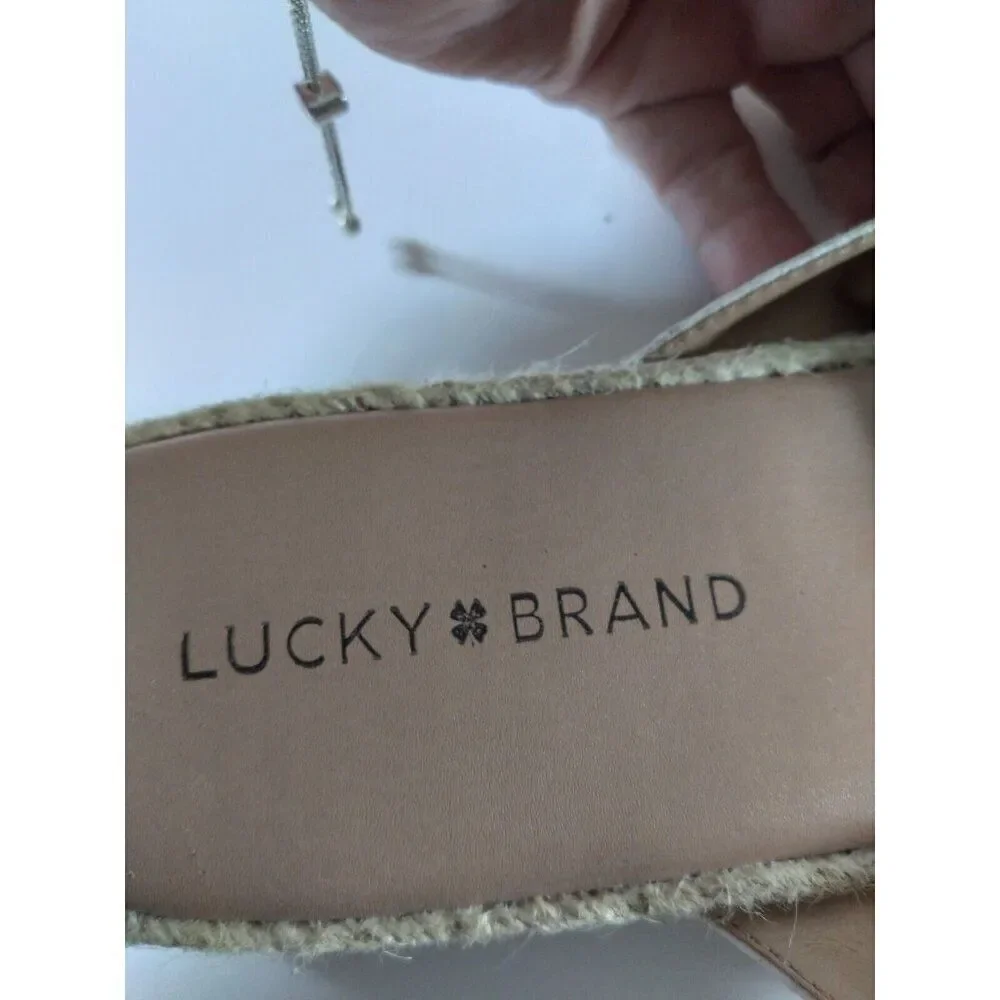 Lucky Brand Espadrille Sandals Tan Fabric Sz 7 M
